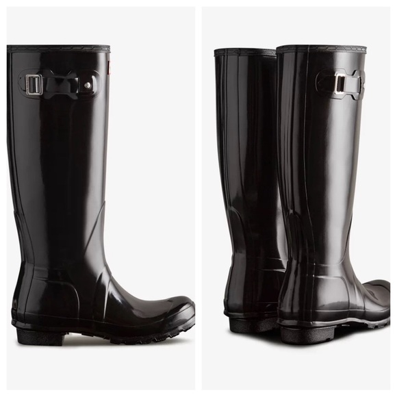 Hunter Glossy Black Women's Rain Boots - Picture 3 of 11